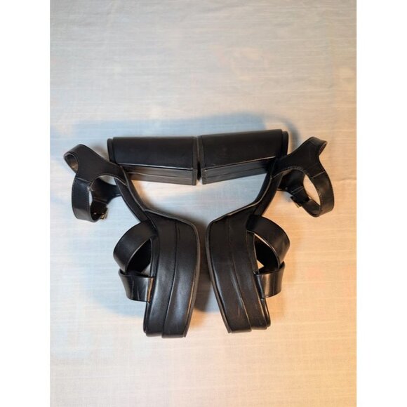 Dream Paris women's size 8 black platform sandals Y2K vegan leather - Picture 4 of 8